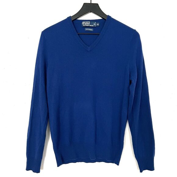 Polo Ralph Lauren Mens Cashmere V Neck Sweater Size XS Blue - Picture 1 of 6
